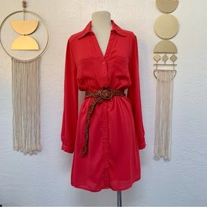 Forever 21 Long Sleeve Button Up Shirt Dress